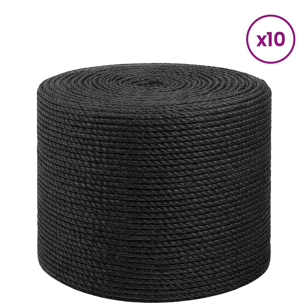 Juutti Köysi 10 kpl 2 mm Musta 100% Tossa juutti