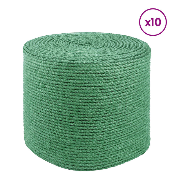 10 kpl 2 mm Vihreä 100% Tossa juutti
