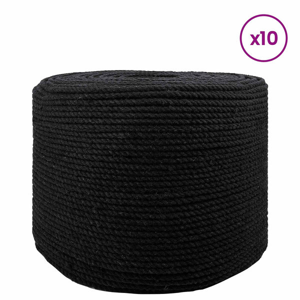 Puuvillakangas 10 kpl 2 mm 100 m Musta 100% Puuvillaa