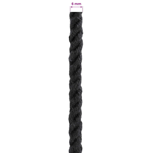 Puuvillaköysi 6 mm 250 m Musta 100% Puuvillaa