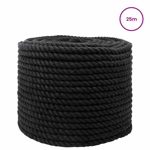 Puuvillaköysi 10 mm 25 m Musta 100% Puuvillaa