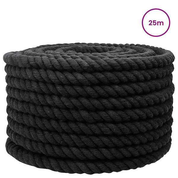 Puuvillaköysi 24 mm 25 m Musta 100% Puuvillaa