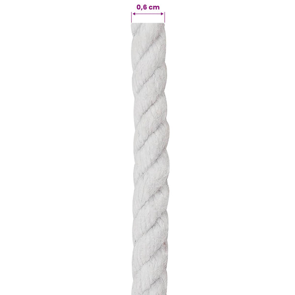 Puuvillaköysi 6 mm 25 m valkoinen 100% Puuvillaa