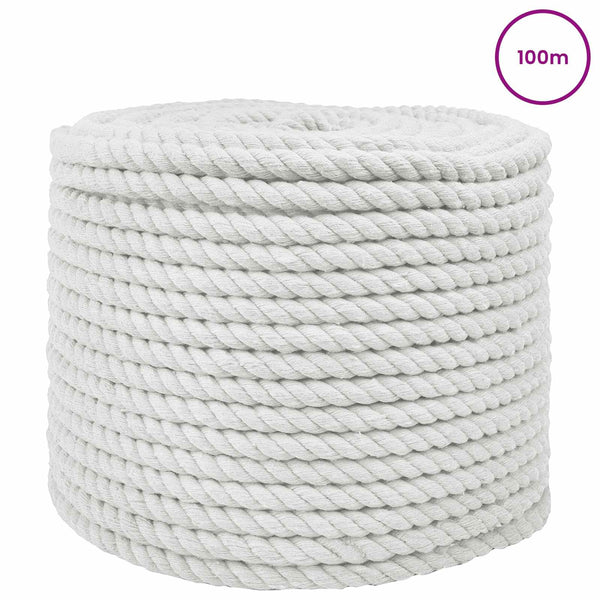 Puuvillaköysi 10 mm 100 m valkoinen 100% Puuvillaa