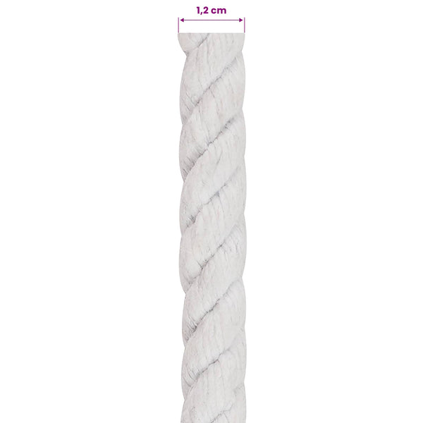 Puuvillaköysi 12 mm 50 m valkoinen 100% Puuvillaa