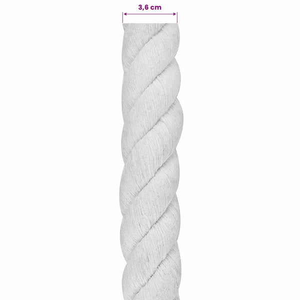 Puuvillaköysi 36 mm 5 m valkoinen 100% Puuvillaa
