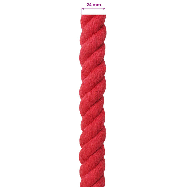 Puuvillaköysi 24 mm 50 m Punainen 100% Puuvillaa