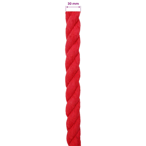 Puuvillaköysi 30 mm 25 m Punainen 100% Puuvillaa