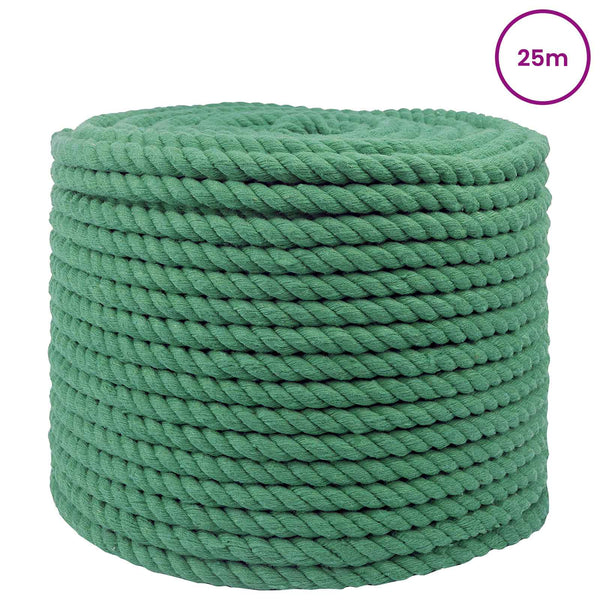 Puuvillaköysi 14 mm 25 m Vihreä 100% Puuvillaa