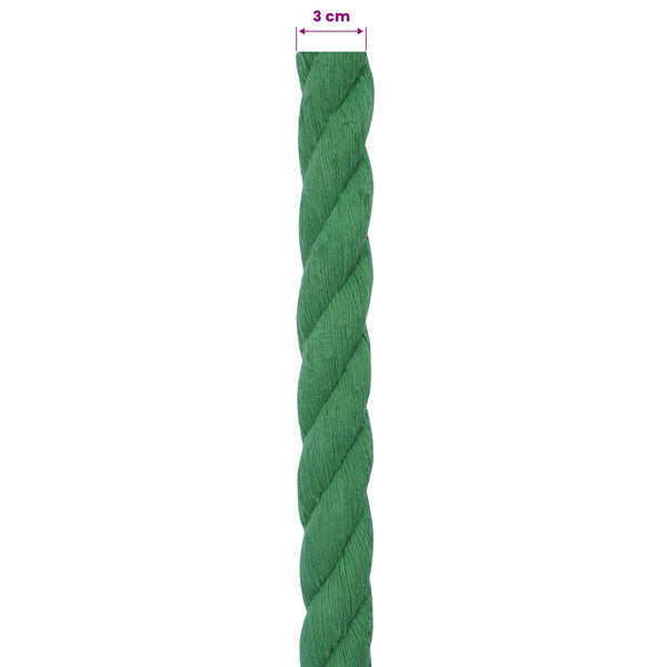 Puuvillaköysi 30 mm 10 m Vihreä 100% Puuvillaa