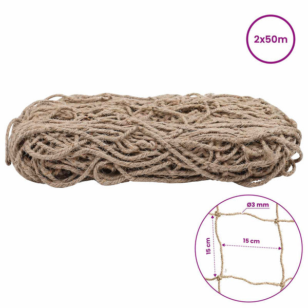 Juutti kasvien tukiverkko Luonnollinen 2 x 50 m