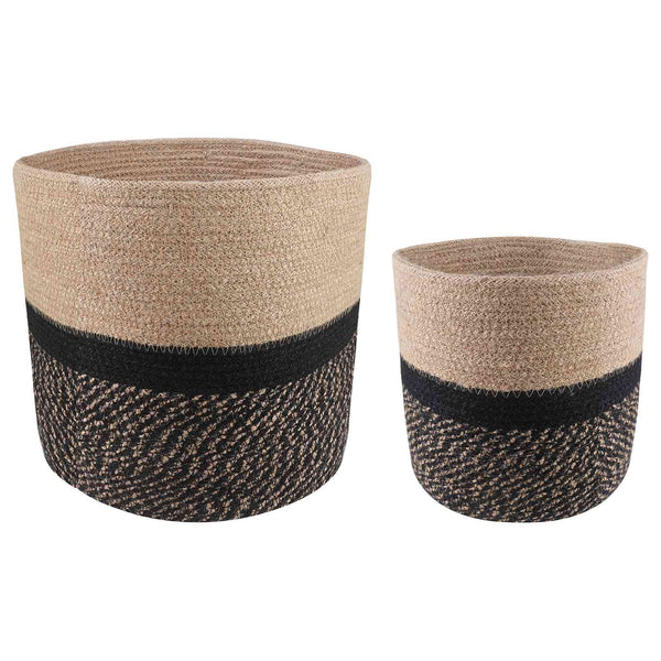 Kasviruukku Setti 2 kpl Luonnollinen ja musta Ø 28 x 28 cm