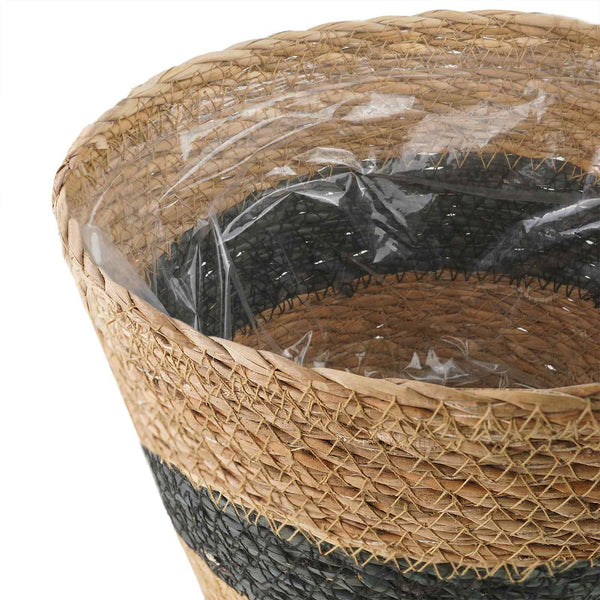 Plant Pot 3 kpl Luonnollinen ja musta Ø26 x 19 cm