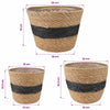 Plant Pot 3 kpl Luonnollinen ja musta Ø26 x 19 cm