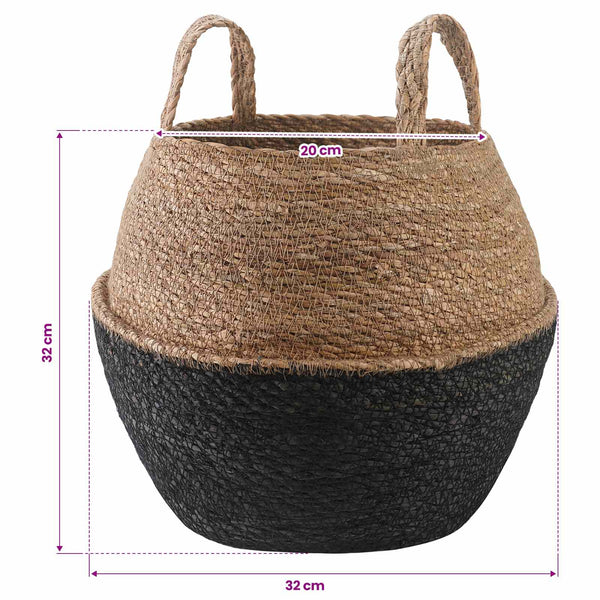Kasviruukku kahvoilla Musta Ø 32 x 32 cm 100% Meriheinä