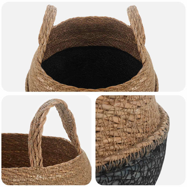 Kasviruukku kahvoilla 2 kpl Musta Ø 32 x 32 cm 100% Meriheinä