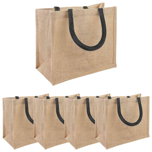 Juutti käsilaukut 5 Luonnollinen ja musta 26 x 22 x 14 cm