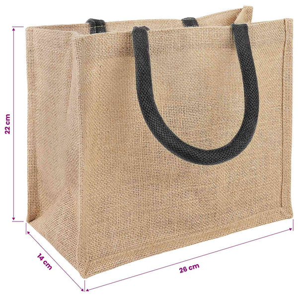 Juutti käsilaukut 50 Luonnollinen ja musta 26 x 22 x 14 cm