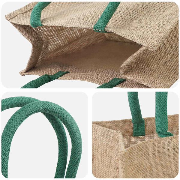 Juutti käsilaukut 5 Luonnollinen ja vihreä 26 x 22 x 14 cm