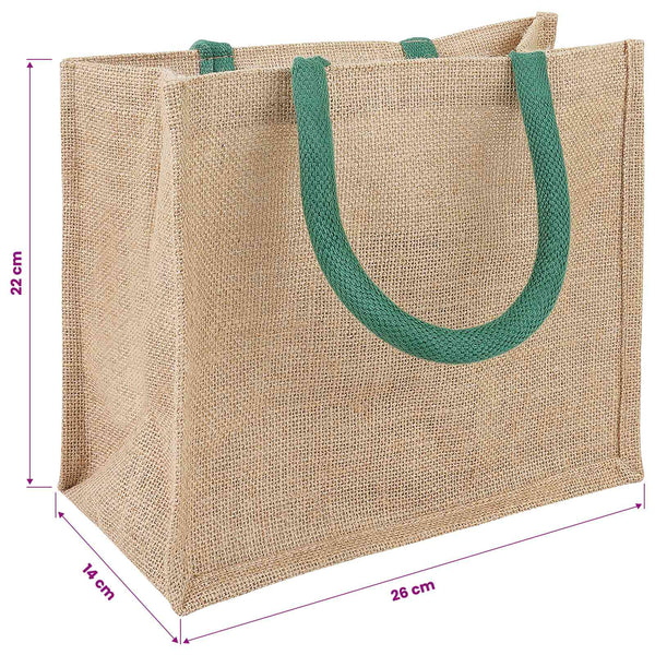 Juutti käsilaukut 10 Luonnollinen ja vihreä 26 x 22 x 14 cm