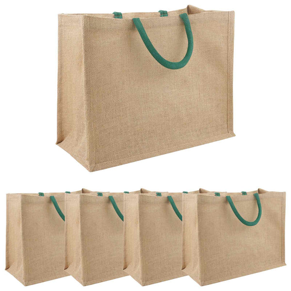 Juutti käsilaukut 5 Luonnollinen ja vihreä 42 x 33 x 19 cm