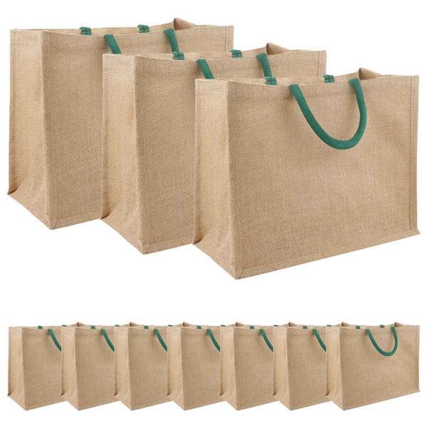 Juutti käsilaukut 10 Luonnollinen ja vihreä 42 x 33 x 19 cm