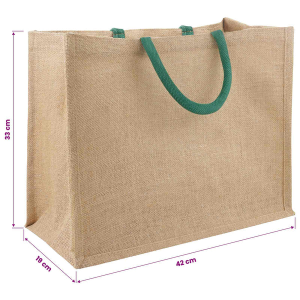 Juutti käsilaukut 10 Luonnollinen ja vihreä 42 x 33 x 19 cm