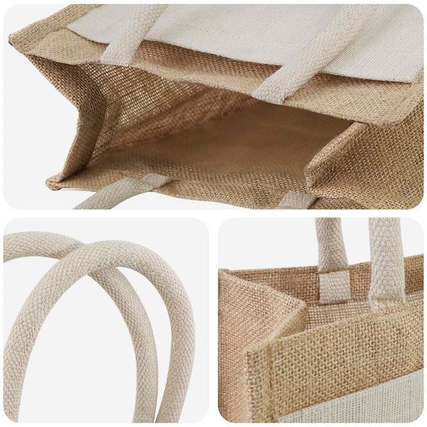 Juutti olkalaukut taskulla 10 Luonnollinen ja valkoinen