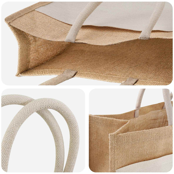 Juutti olkalaukut taskulla 10 Luonnollinen ja valkoinen