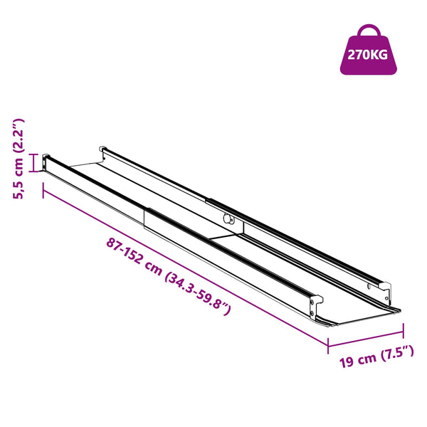 Pyörätuoliramppi 2 pcs Musta 152 x 19 x 5,5 cm Alumiini
