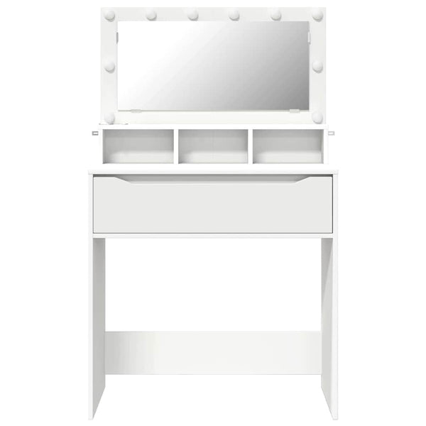 Meikkipöytä peilillä 80 x 39,6 x 135 cm, Valkoinen makuuhuoneeseen