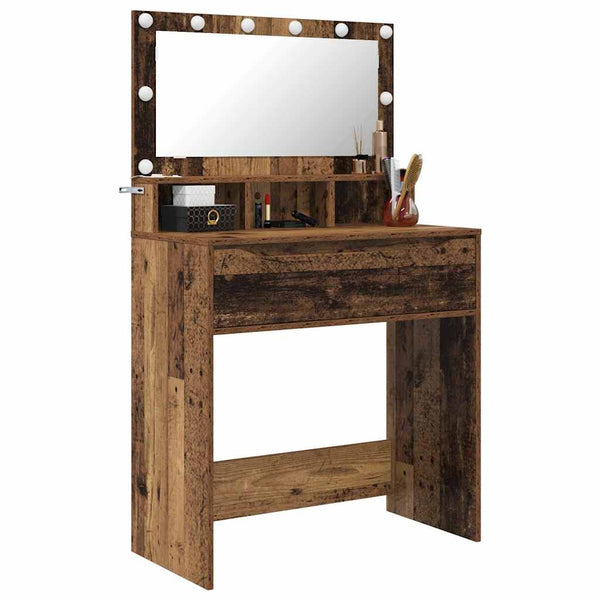 Makuuhuoneen peilillä varustettu meikkipöytä Vanha Puu 80 x 39,6 x 135 cm