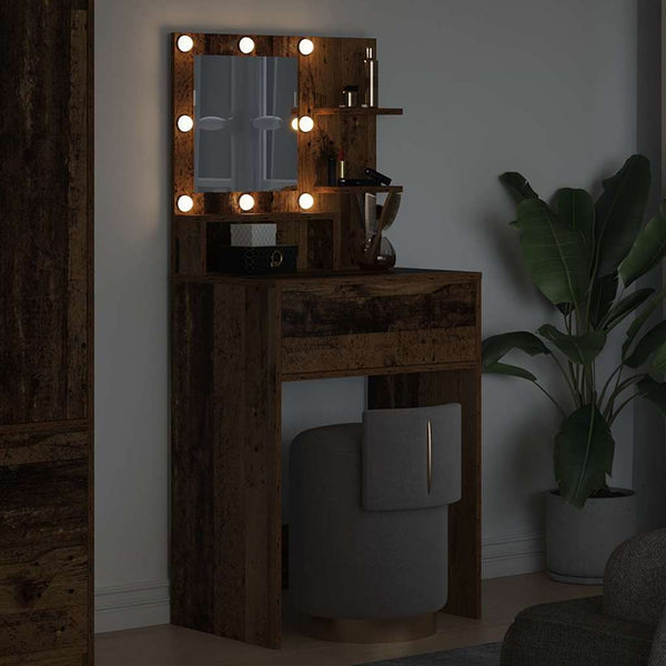 Makuuhuoneen hyllyllä oleva meikkipöytä Vanha Puu 80 x 39,6 x 135 cm