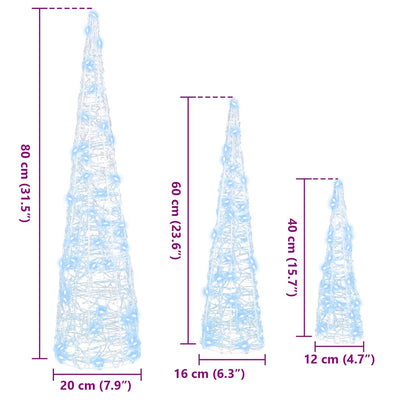 Valkoinen joulukuusi Eskelinen 20x20x80cm (3 pcs akryyli)