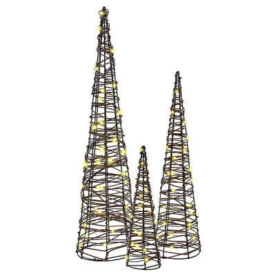 Lämmin valkoinen joulukuusi Evdocsia 20x20x80cm (3 pcs rottinki)