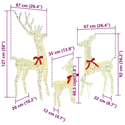 Lämmin valkoinen poro-perhe Ludovico 67x26x127cm (3 pcs pet)