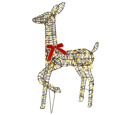 Lämmin valkoinen poro-perhe Melintina 67x26x127cm (3 pcs rottinki)