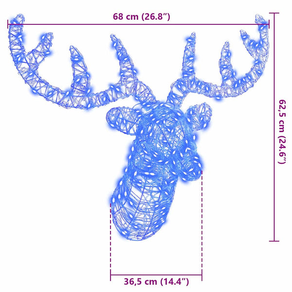 Poro päähine 140 LED-valoilla Sininen 60 cm Akryyli