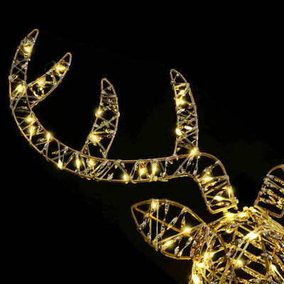 Lämmin valkoinen poron vetämä joulusleigh Tetiva 60cm (rottinki)