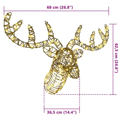 Lämmin valkoinen poron vetämä joulusleigh Tetiva 60cm (rottinki)