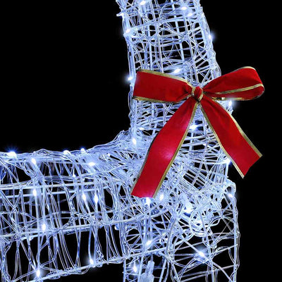 Valkoinen poron vetämä joulusleigh Jacqueline 70x26x128.5cm (kylmä)