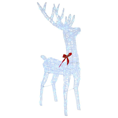 Valkoinen poron vetämä joulusleigh Jacqueline 70x26x128.5cm (kylmä)