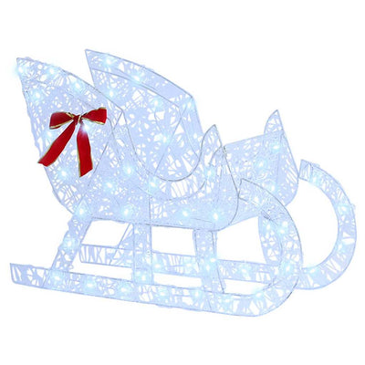 Valkoinen poron vetämä joulusleigh Jacqueline 70x26x128.5cm (kylmä)