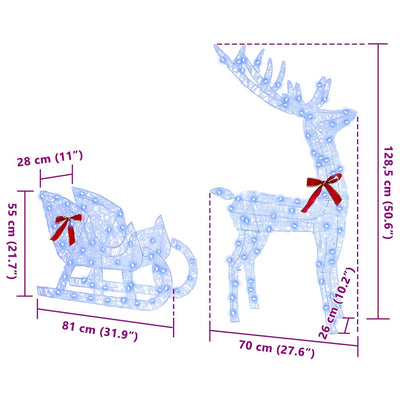 Sininen poron vetämä joulusleigh Kraus 70x26x128.5cm (akryyli)