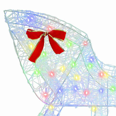 Värikäs poron vetämä joulusleigh Enculet 70x26x128.5cm (akryyli)