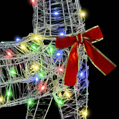 Värikäs poron vetämä joulusleigh Enculet 70x26x128.5cm (akryyli)