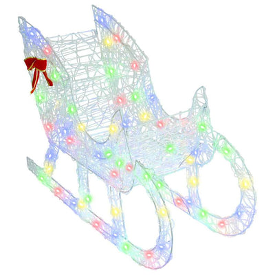 Värikäs poron vetämä joulusleigh Enculet 70x26x128.5cm (akryyli)