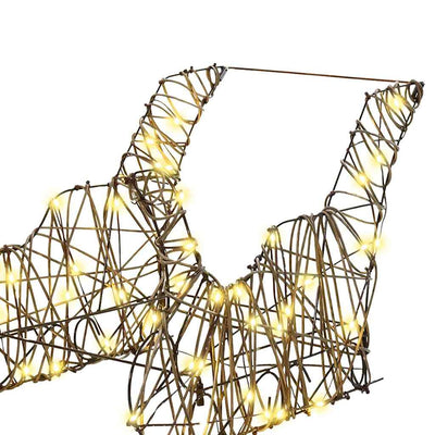 Valkoinen poron vetämä joulusleigh Jorz (lämpimän rottinki)