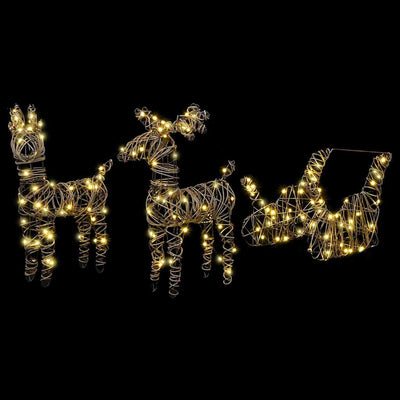 Valkoinen poron vetämä joulusleigh Jorz (lämpimän rottinki)