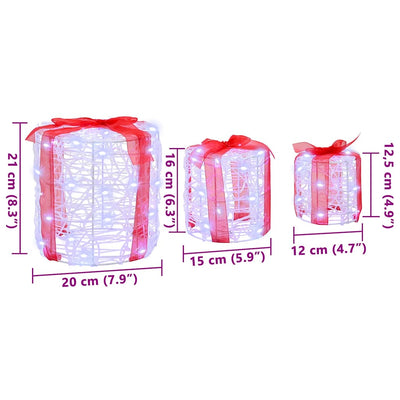 Valkoinen lahjarasian koristus Vinel 20x20x21cm (3 pcs)